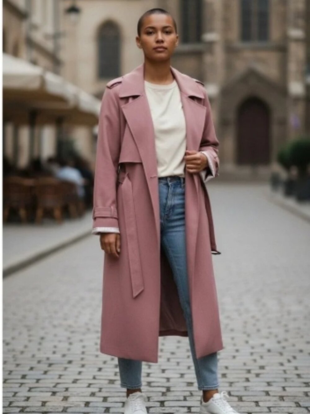 Nine West Belted Trench Coat Rose Pink Size XL